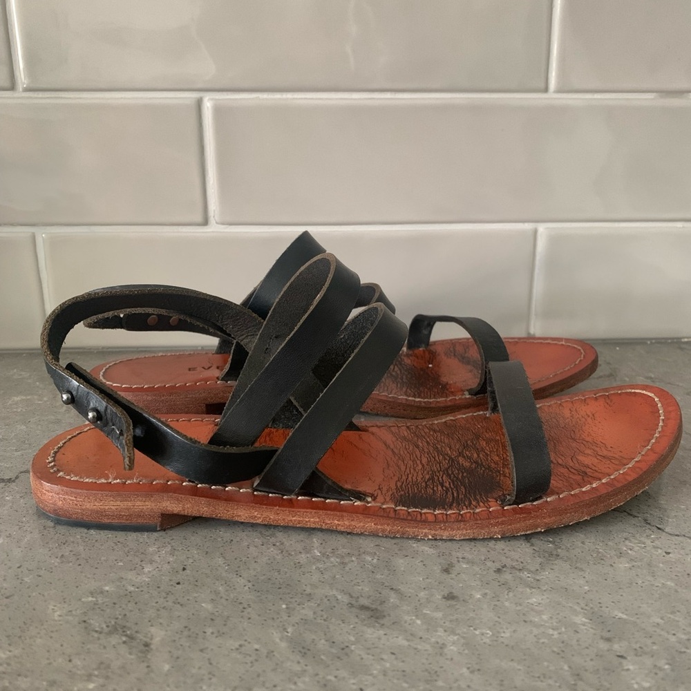 Everlane Black Leather Strappy Sandals